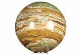 Polished Green Banded Calcite Sphere - Pakistan #266217-1